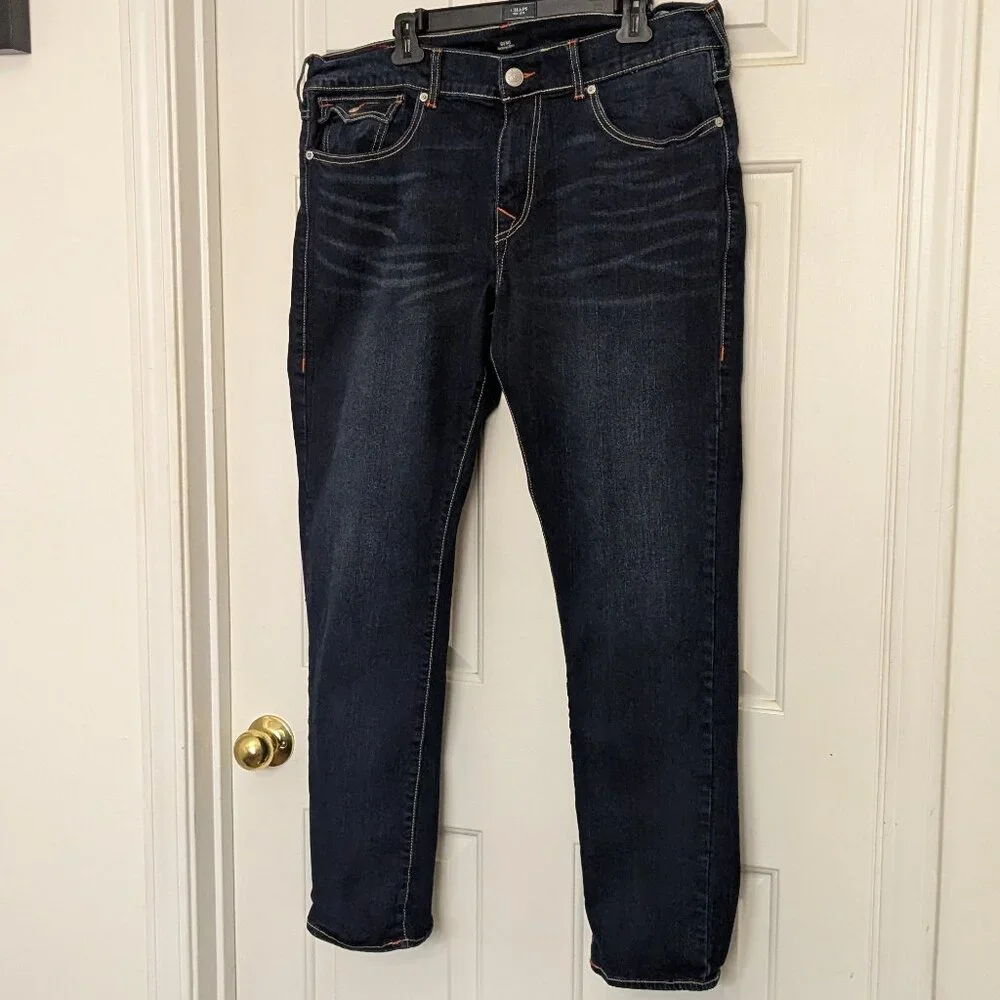 True Religion Men's Geno Relaxe Slim Jeans Size 36 Blue .